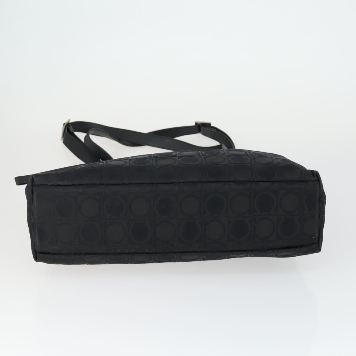 Salvatore Ferragamo Gancini Bag Leather Canvas 3 Set Black Auth 162217