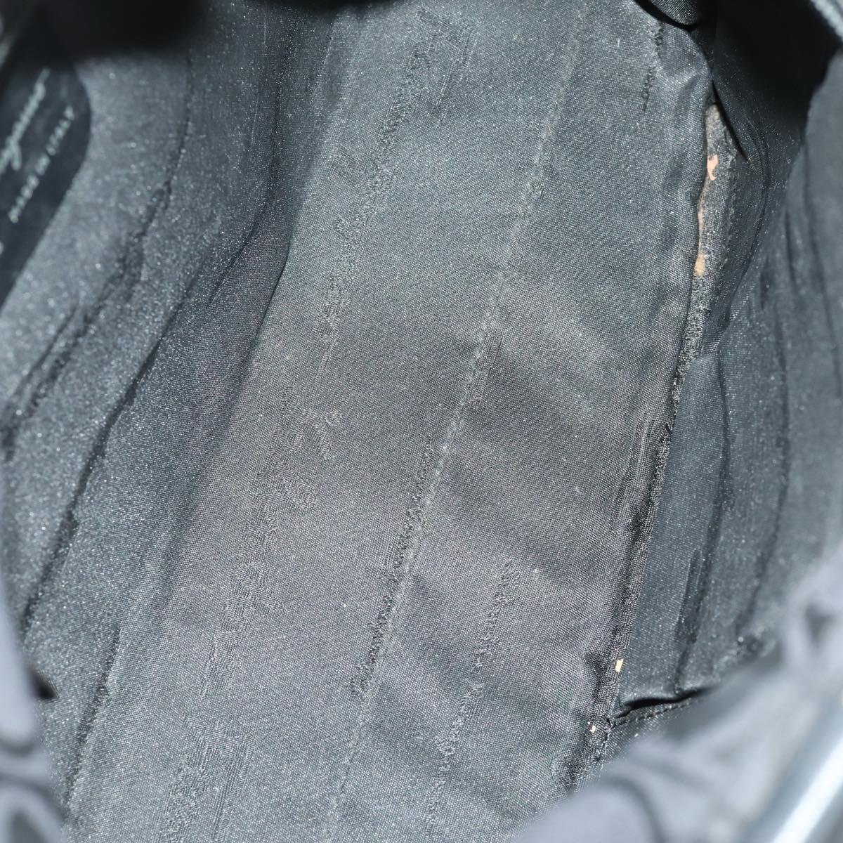 Salvatore Ferragamo Gancini Bag Leather Canvas 3 Set Black Auth 162217