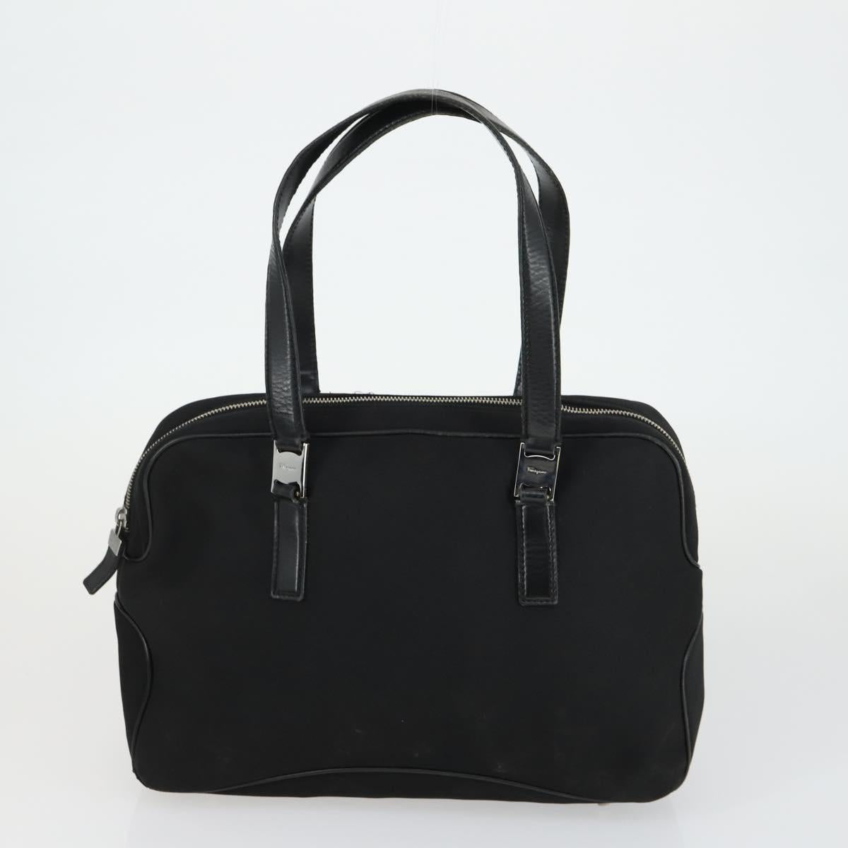 Salvatore Ferragamo Gancini Bag Leather Canvas 3 Set Black Auth 162217