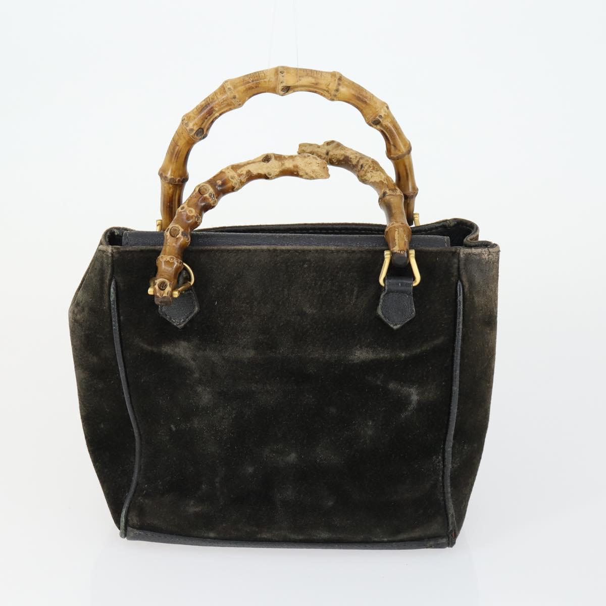 GUCCI Bamboo Shoulder Bag Leather Canvas Suede 3 Set Black Brown Auth 162219