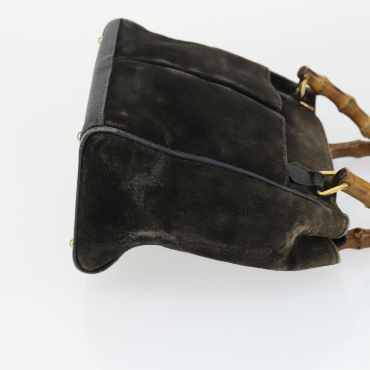 GUCCI Bamboo Shoulder Bag Leather Canvas Suede 3 Set Black Brown Auth 162219