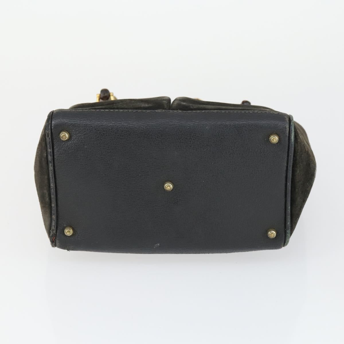 GUCCI Bamboo Shoulder Bag Leather Canvas Suede 3 Set Black Brown Auth 162219