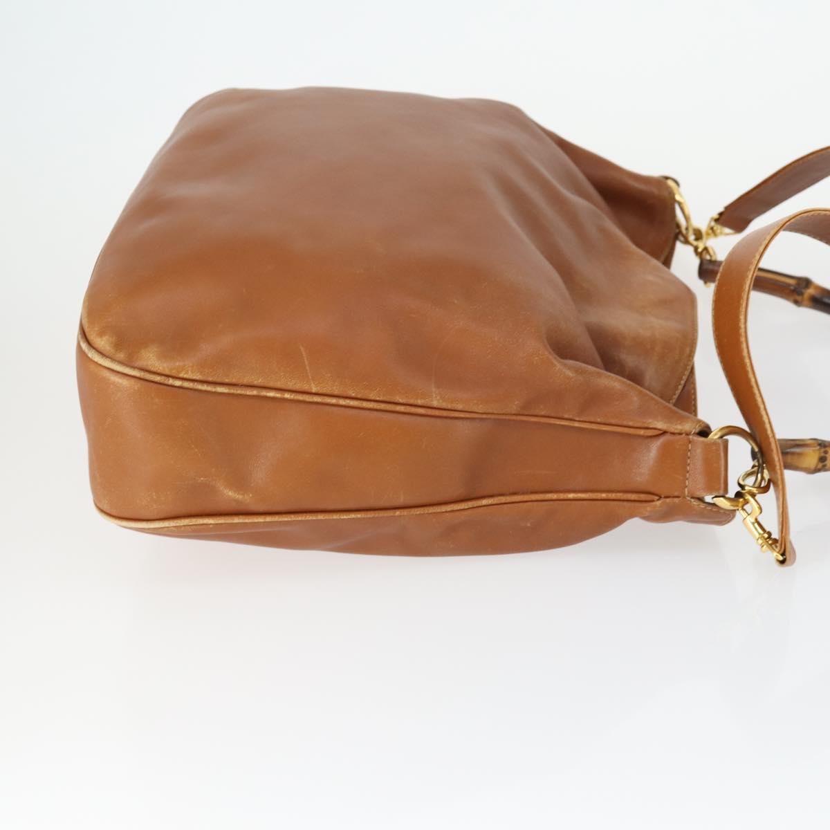 GUCCI Bamboo Shoulder Bag Leather Canvas Suede 3 Set Black Brown Auth 162219