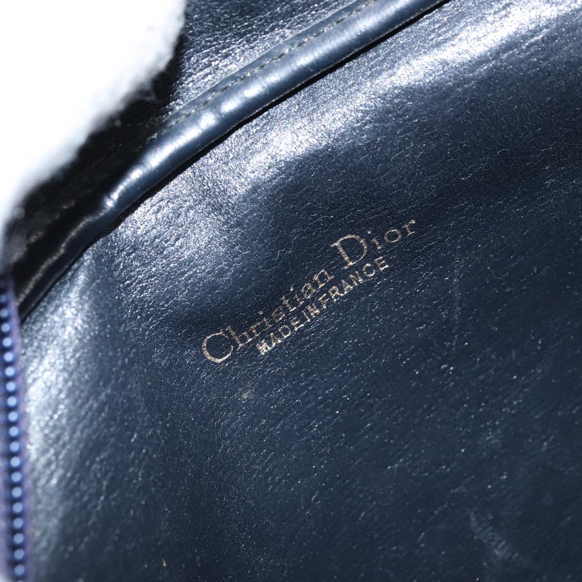 Christian Dior Trotter Canvas Shoulder Bag Navy Gold Auth 162249