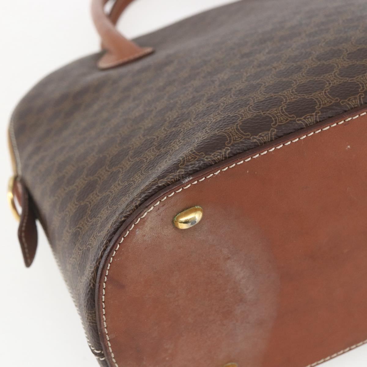 CELINE Macadam Canvas Hand Bag PVC Leather Brown Gold Auth 162250