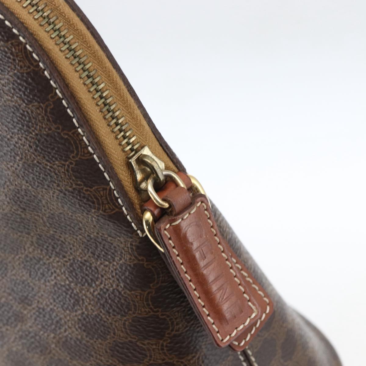 CELINE Macadam Canvas Hand Bag PVC Leather Brown Gold Auth 162250