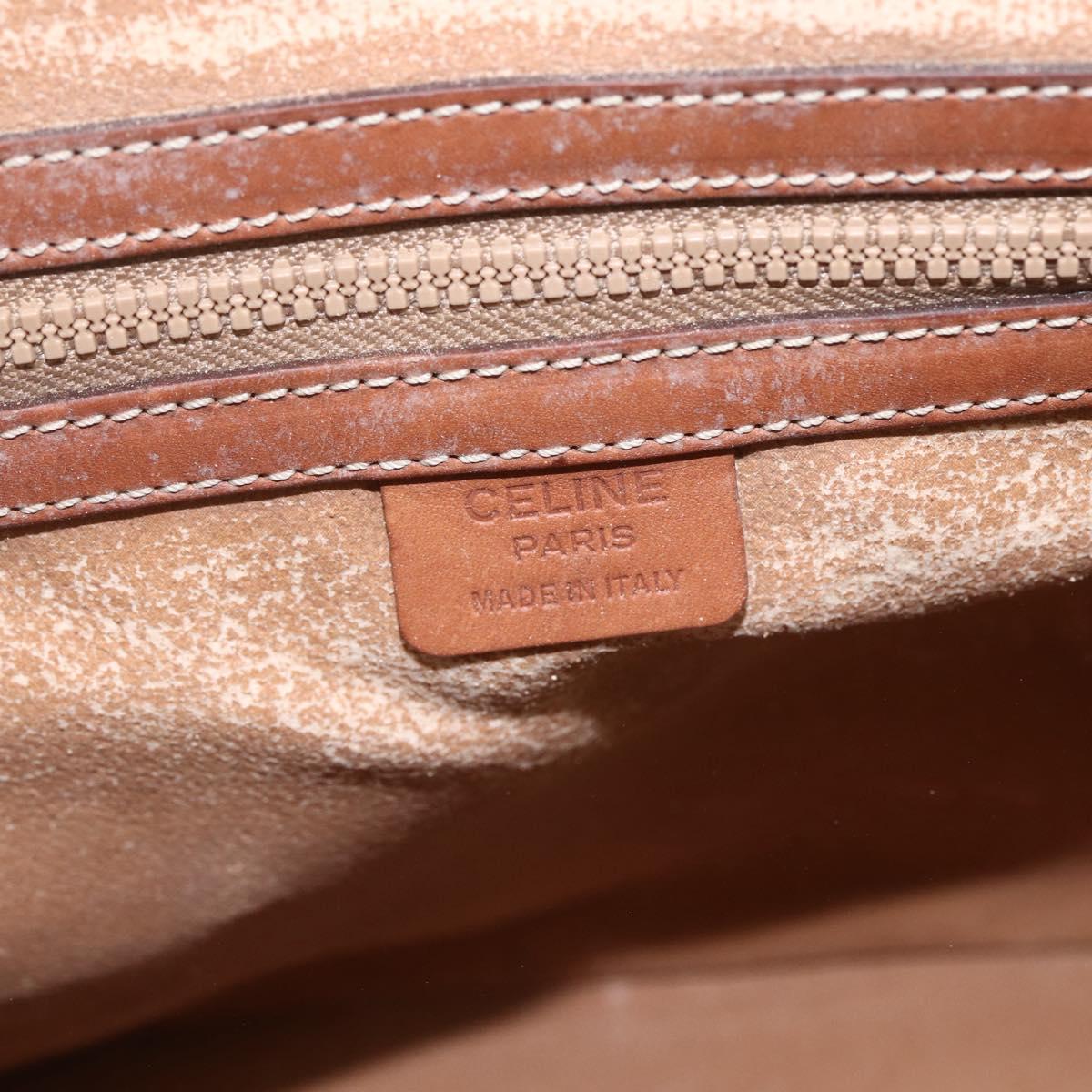 CELINE Macadam Canvas Hand Bag PVC Leather Brown Gold Auth 162250