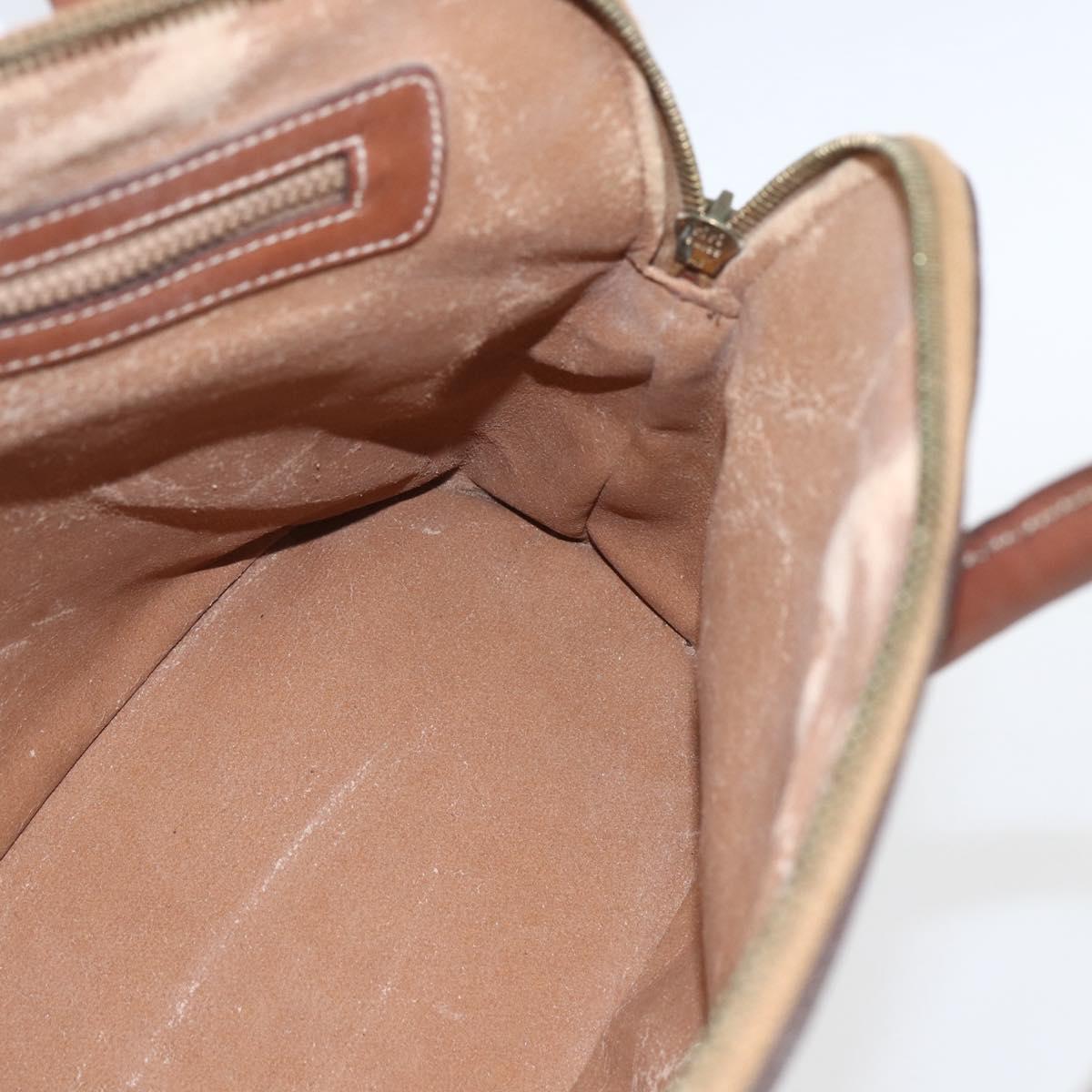 CELINE Macadam Canvas Hand Bag PVC Leather Brown Gold Auth 162250