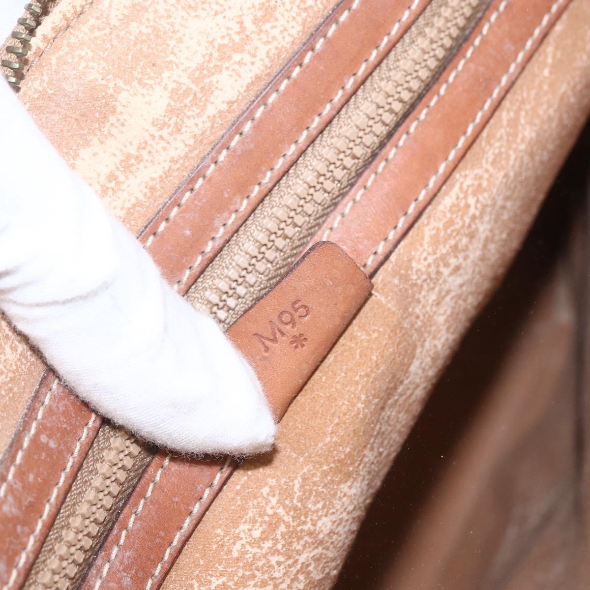 CELINE Macadam Canvas Hand Bag PVC Leather Brown Gold Auth 162250