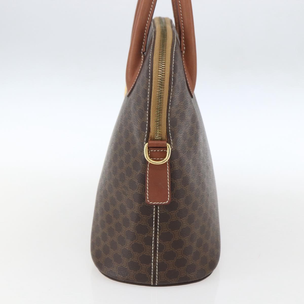 CELINE Macadam Canvas Hand Bag PVC Leather Brown Gold Auth 162250