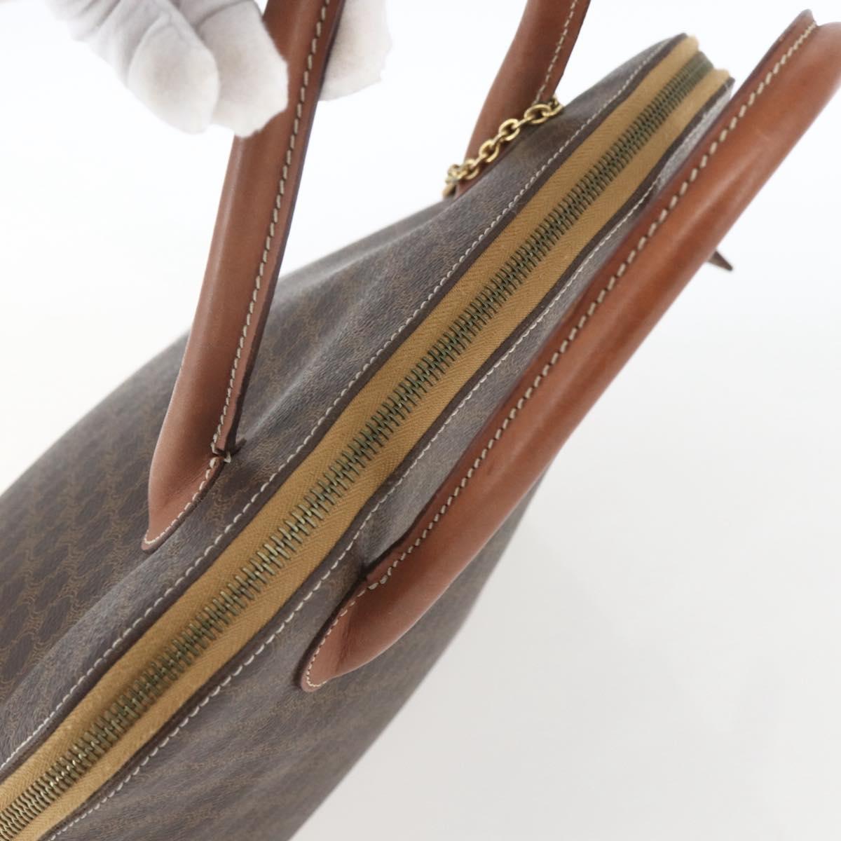 CELINE Macadam Canvas Hand Bag PVC Leather Brown Gold Auth 162250