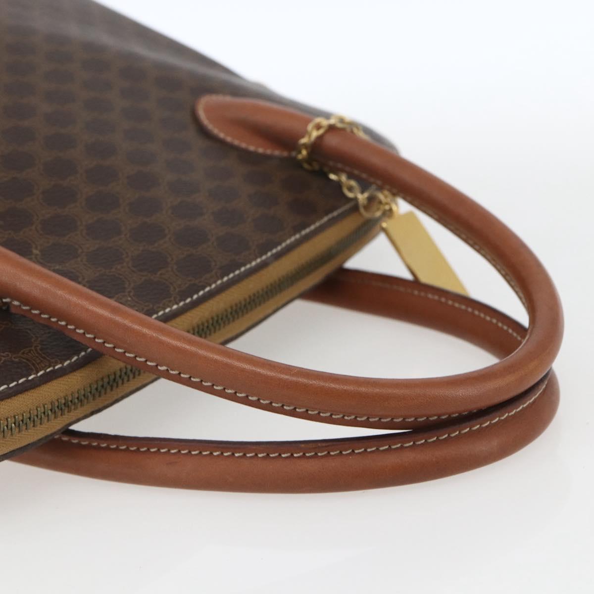 CELINE Macadam Canvas Hand Bag PVC Leather Brown Gold Auth 162250