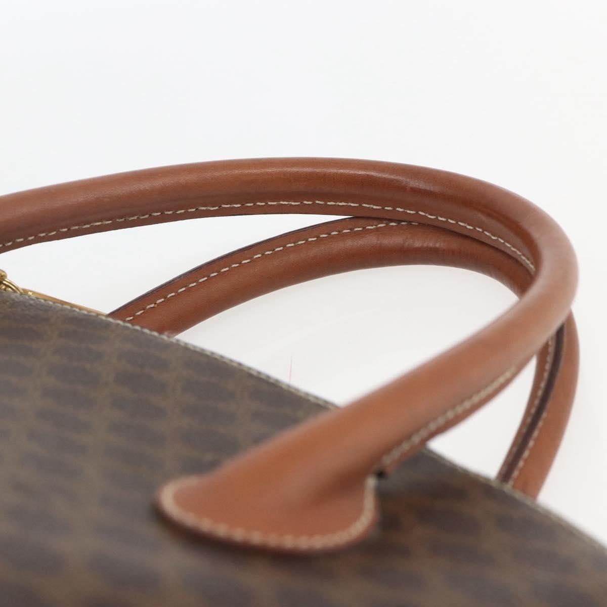 CELINE Macadam Canvas Hand Bag PVC Leather Brown Gold Auth 162250