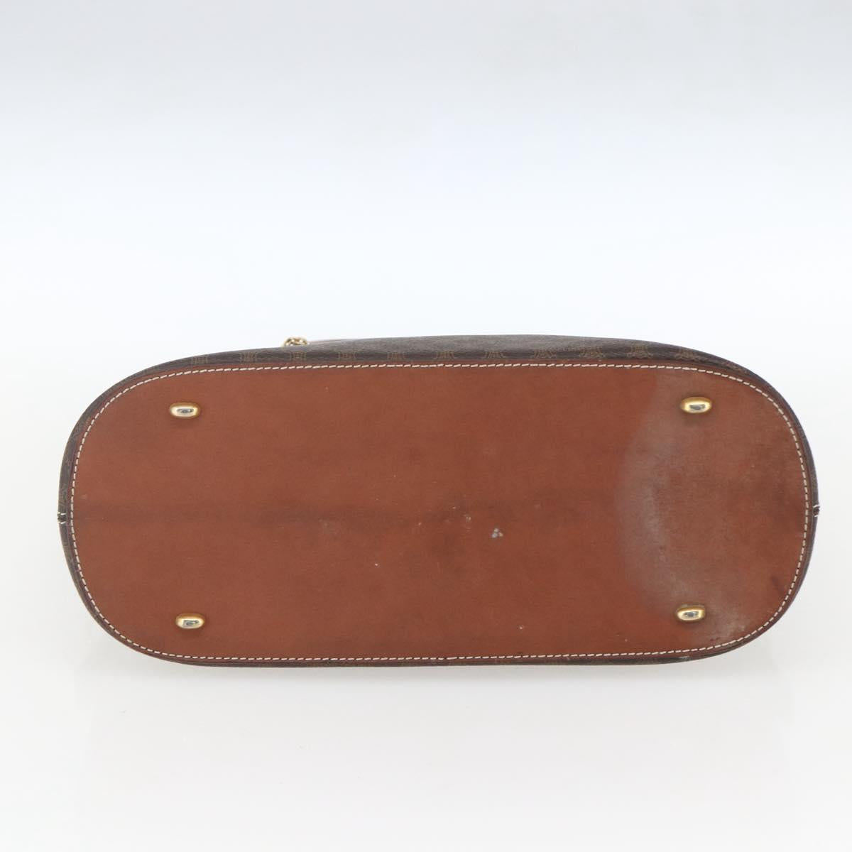 CELINE Macadam Canvas Hand Bag PVC Leather Brown Gold Auth 162250
