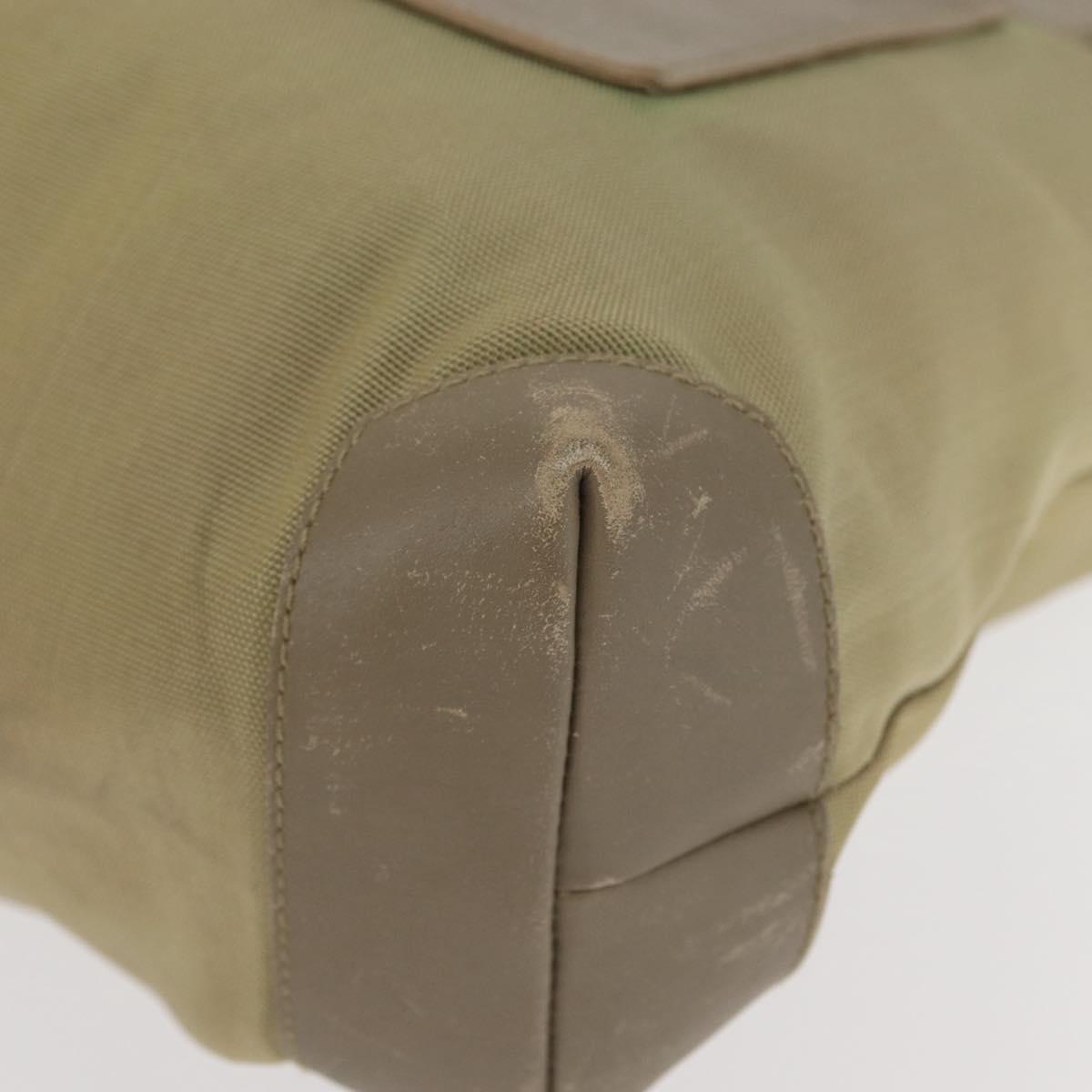 GUCCI Web Sherry Line Tote Bag Canvas Khaki Silver 019 0402 1705 Auth 162256