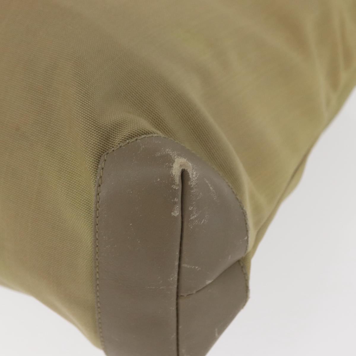 GUCCI Web Sherry Line Tote Bag Canvas Khaki Silver 019 0402 1705 Auth 162256