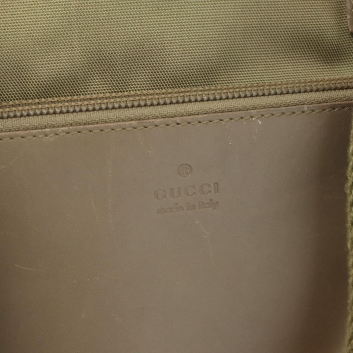 GUCCI Web Sherry Line Tote Bag Canvas Khaki Silver 019 0402 1705 Auth 162256