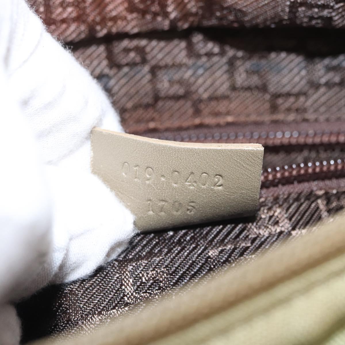 GUCCI Web Sherry Line Tote Bag Canvas Khaki Silver 019 0402 1705 Auth 162256