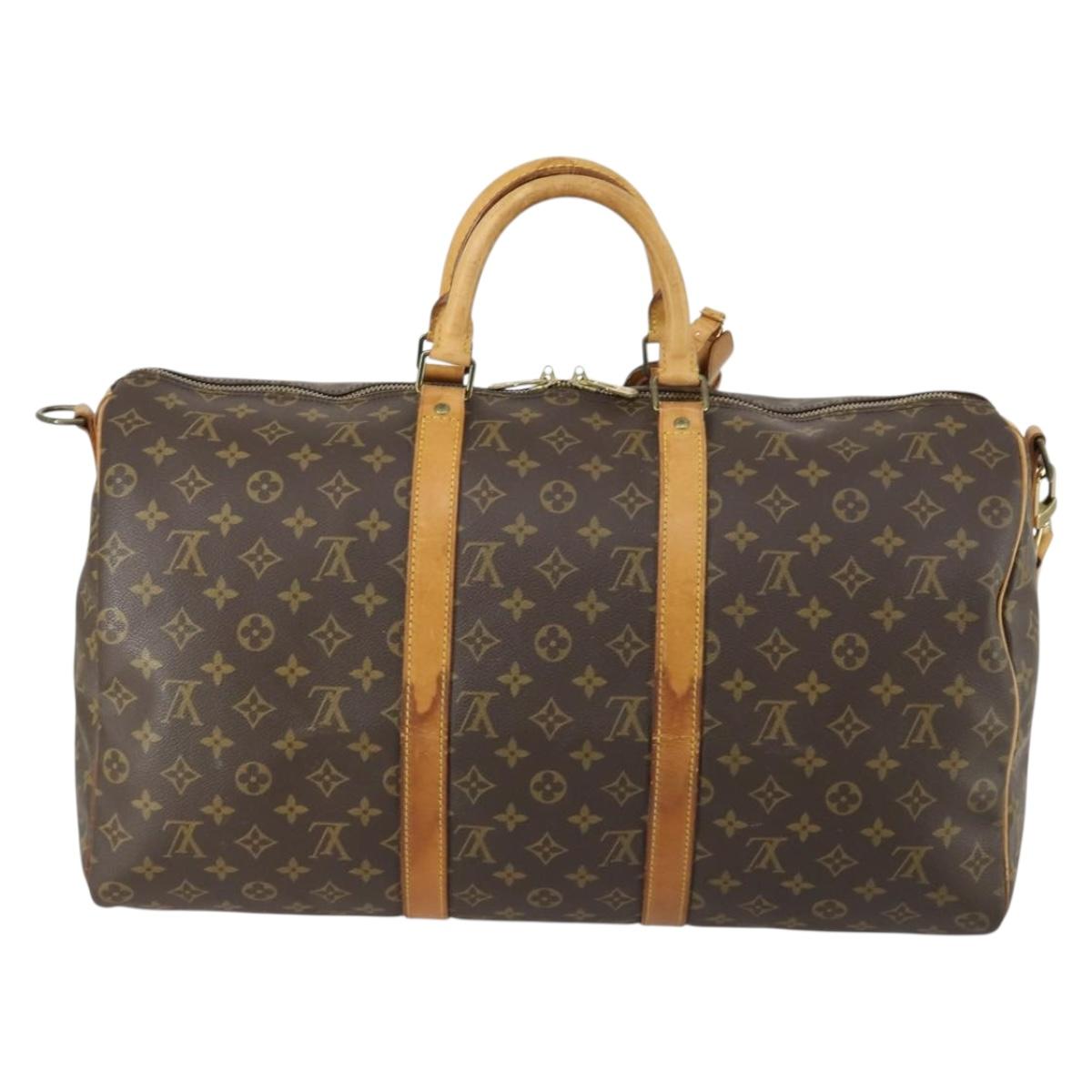 LOUIS VUITTON Monogram Keepall Bandouliere 50 Boston Bag M41416 LV Auth 162281