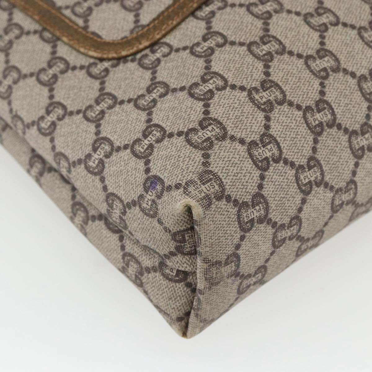 GUCCI GG Plus Supreme Web Sherry Line Tote Bag PVC Beige Gold Auth 162304