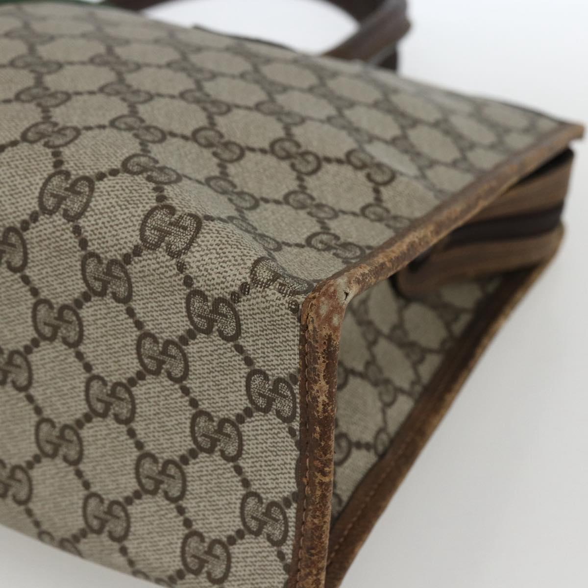 GUCCI GG Supreme Web Sherry Line Hand Bag PVC Beige Gold 010 378 Auth 162305