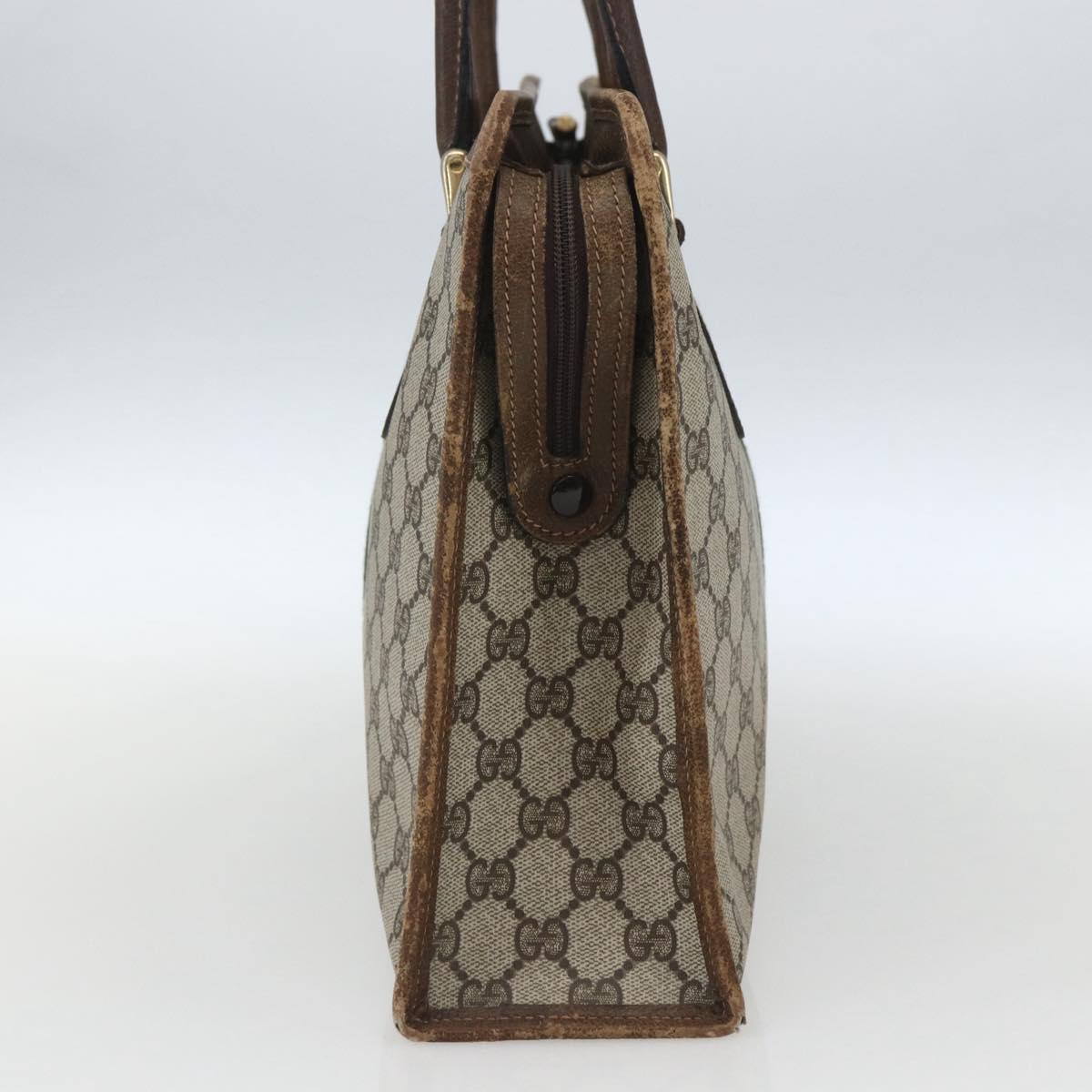 GUCCI GG Supreme Web Sherry Line Hand Bag PVC Beige Gold 010 378 Auth 162305