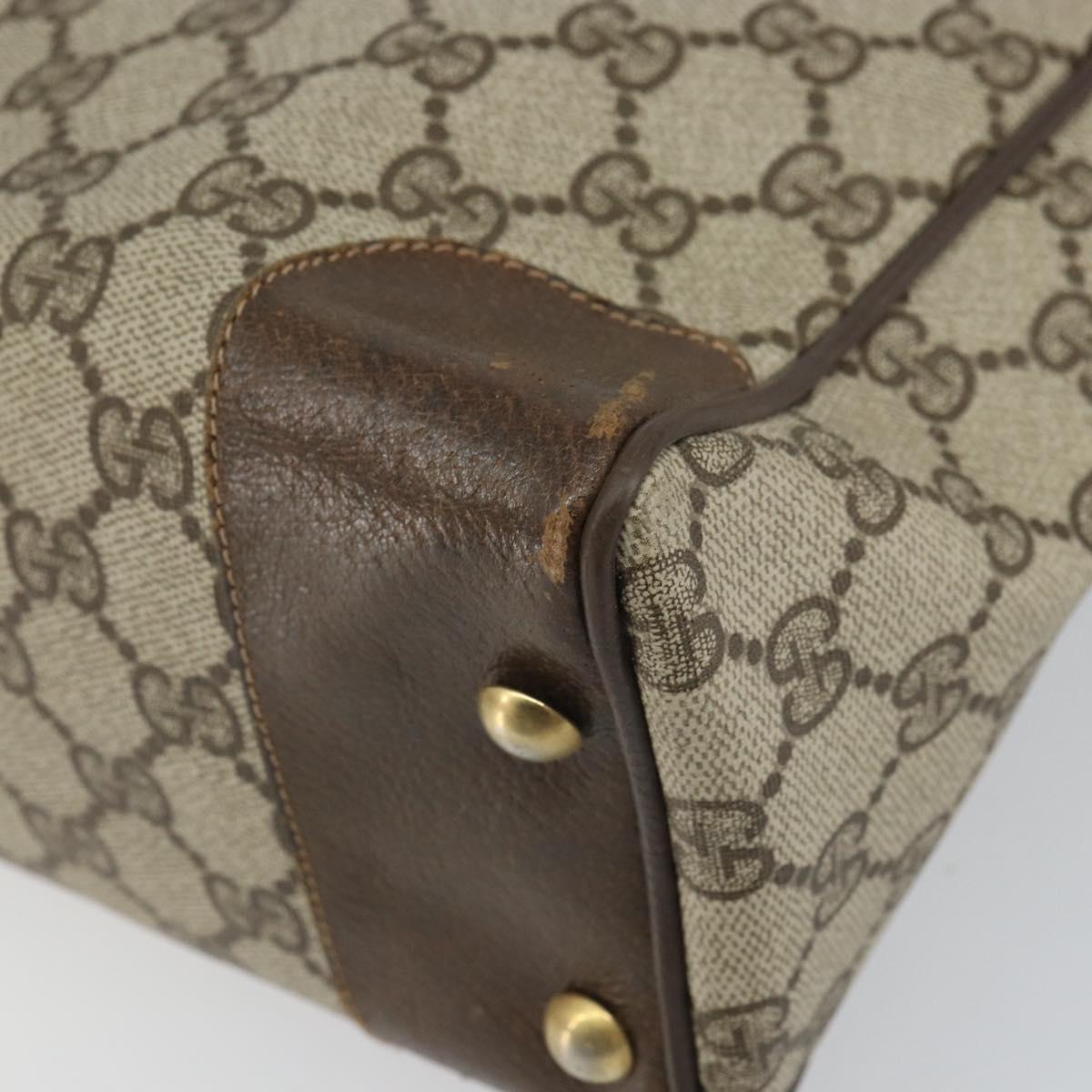 GUCCI GG Supreme Web Sherry Line Hand Bag PVC Beige 378 002 4466 Auth 162306