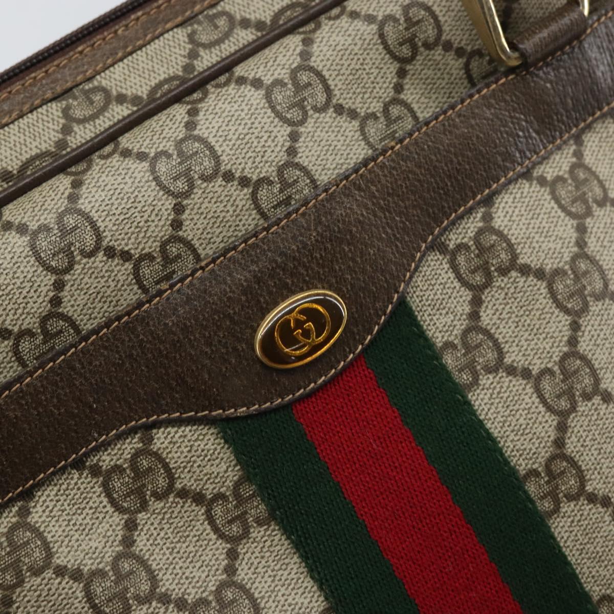 GUCCI GG Supreme Web Sherry Line Hand Bag PVC Beige 378 002 4466 Auth 162306