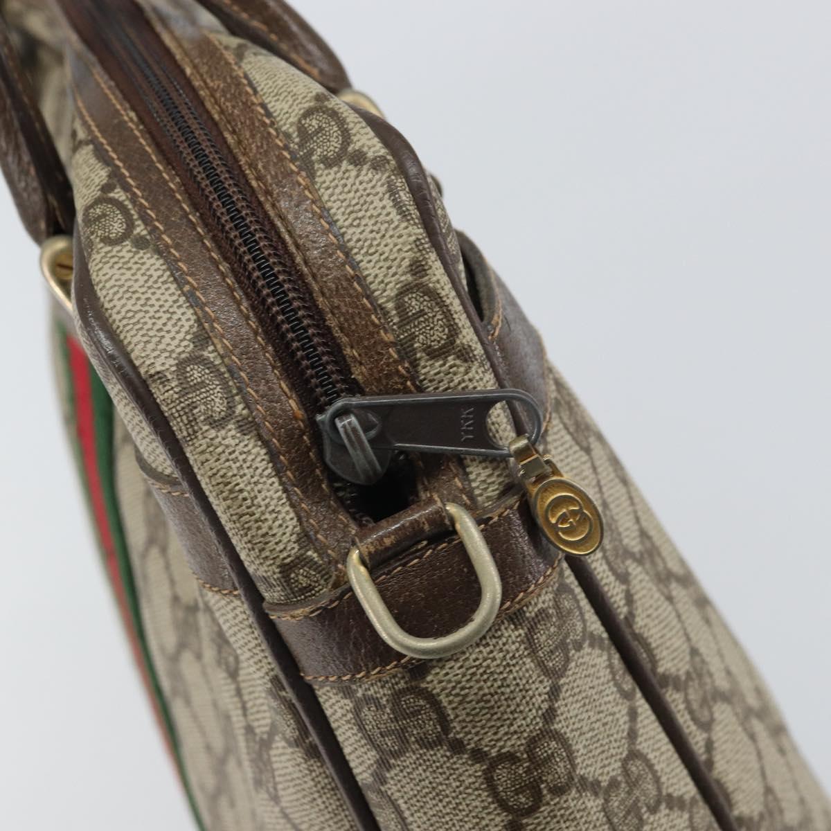 GUCCI GG Supreme Web Sherry Line Hand Bag PVC Beige 378 002 4466 Auth 162306