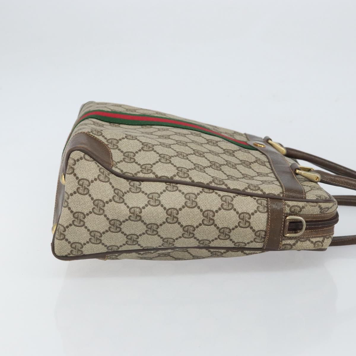 GUCCI GG Supreme Web Sherry Line Hand Bag PVC Beige 378 002 4466 Auth 162306