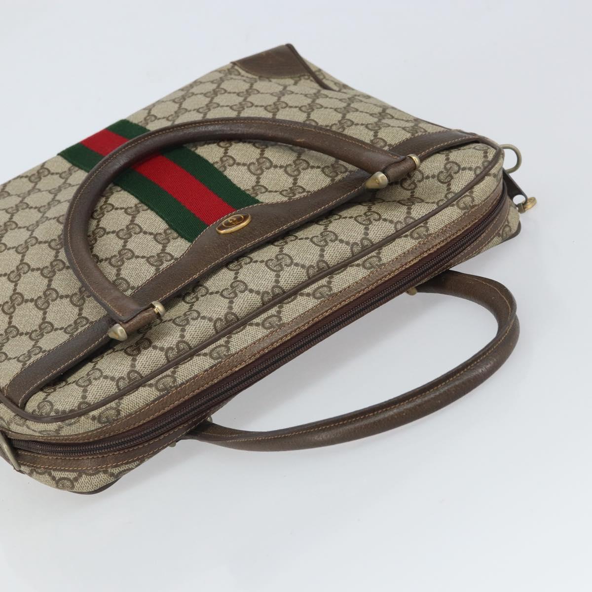 GUCCI GG Supreme Web Sherry Line Hand Bag PVC Beige 378 002 4466 Auth 162306