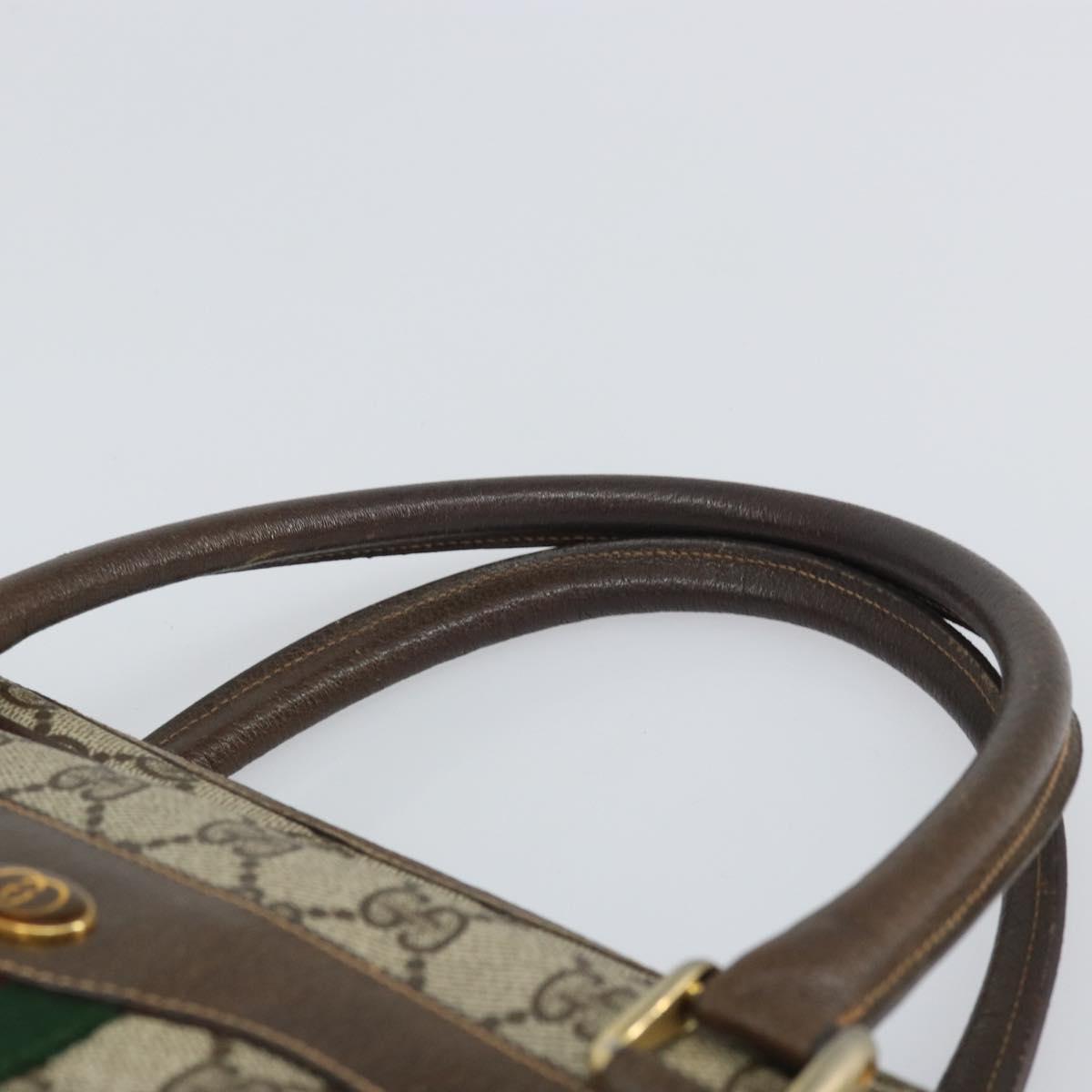 GUCCI GG Supreme Web Sherry Line Hand Bag PVC Beige 378 002 4466 Auth 162306