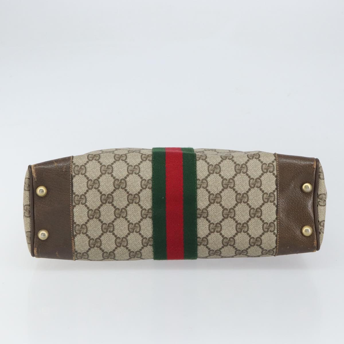 GUCCI GG Supreme Web Sherry Line Hand Bag PVC Beige 378 002 4466 Auth 162306
