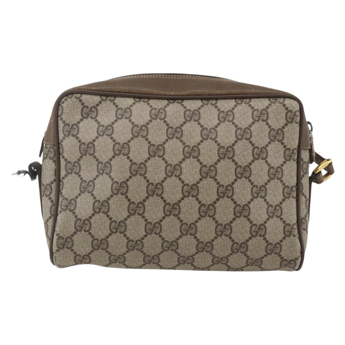 GUCCI GG Supreme Web Sherry Line Bag PVC Beige Red 119 02 087 Auth 162316