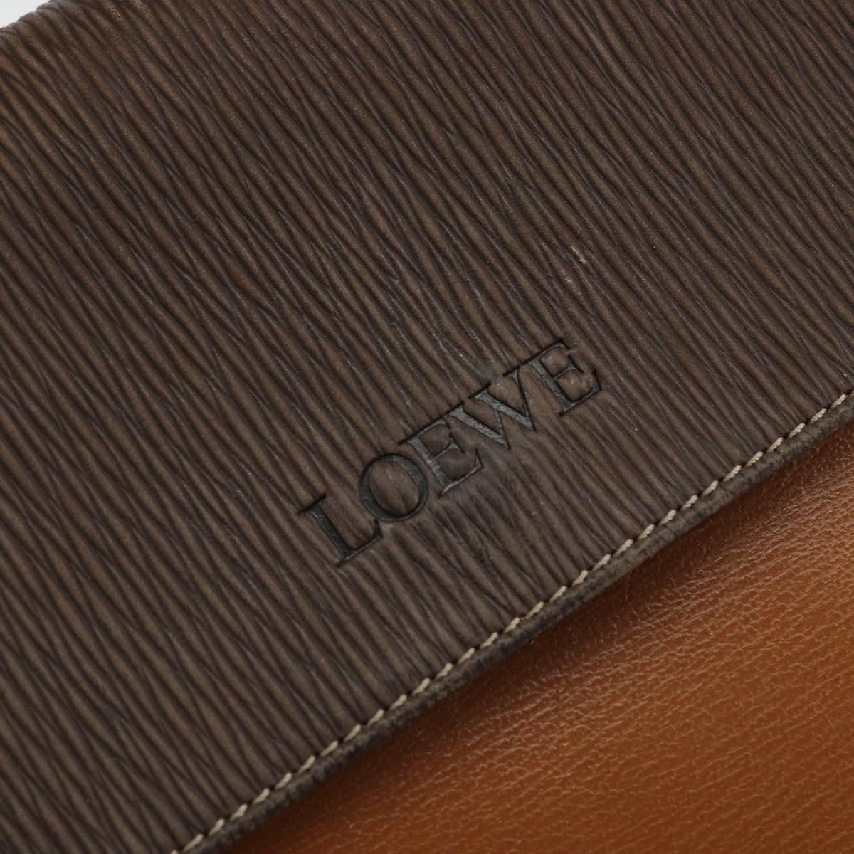 LOEWE Velazquez Hand Bag Leather Brown Gold Auth 162319