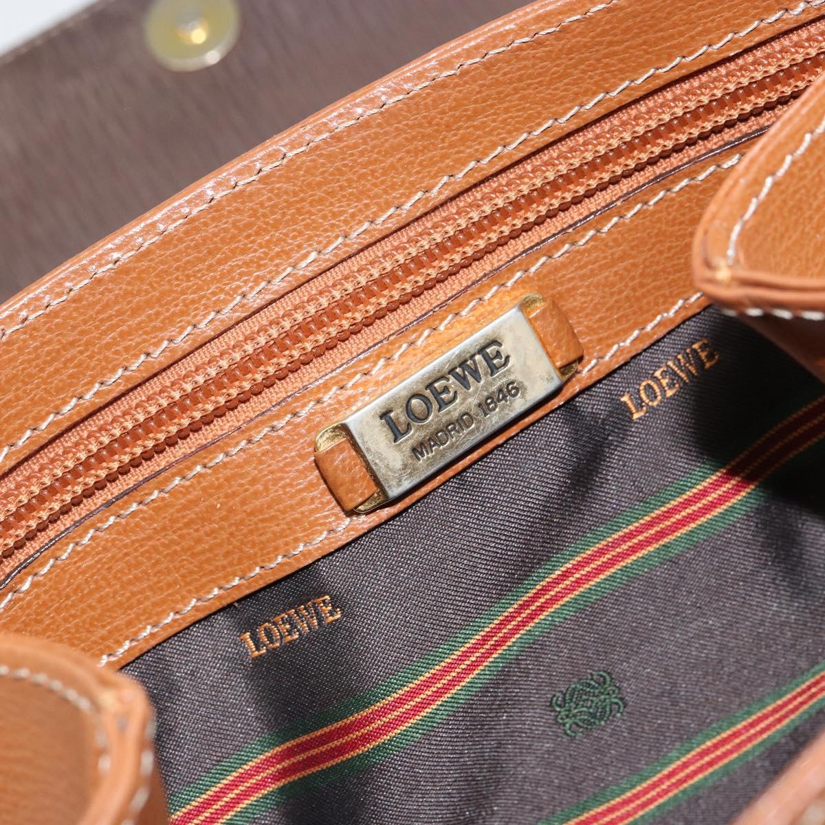 LOEWE Velazquez Hand Bag Leather Brown Gold Auth 162319