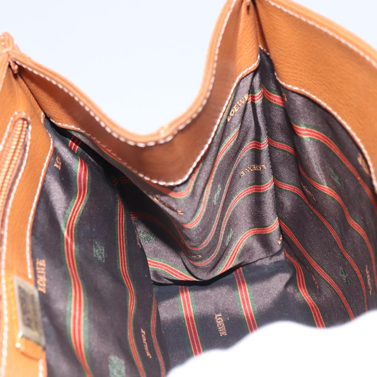 LOEWE Velazquez Hand Bag Leather Brown Gold Auth 162319