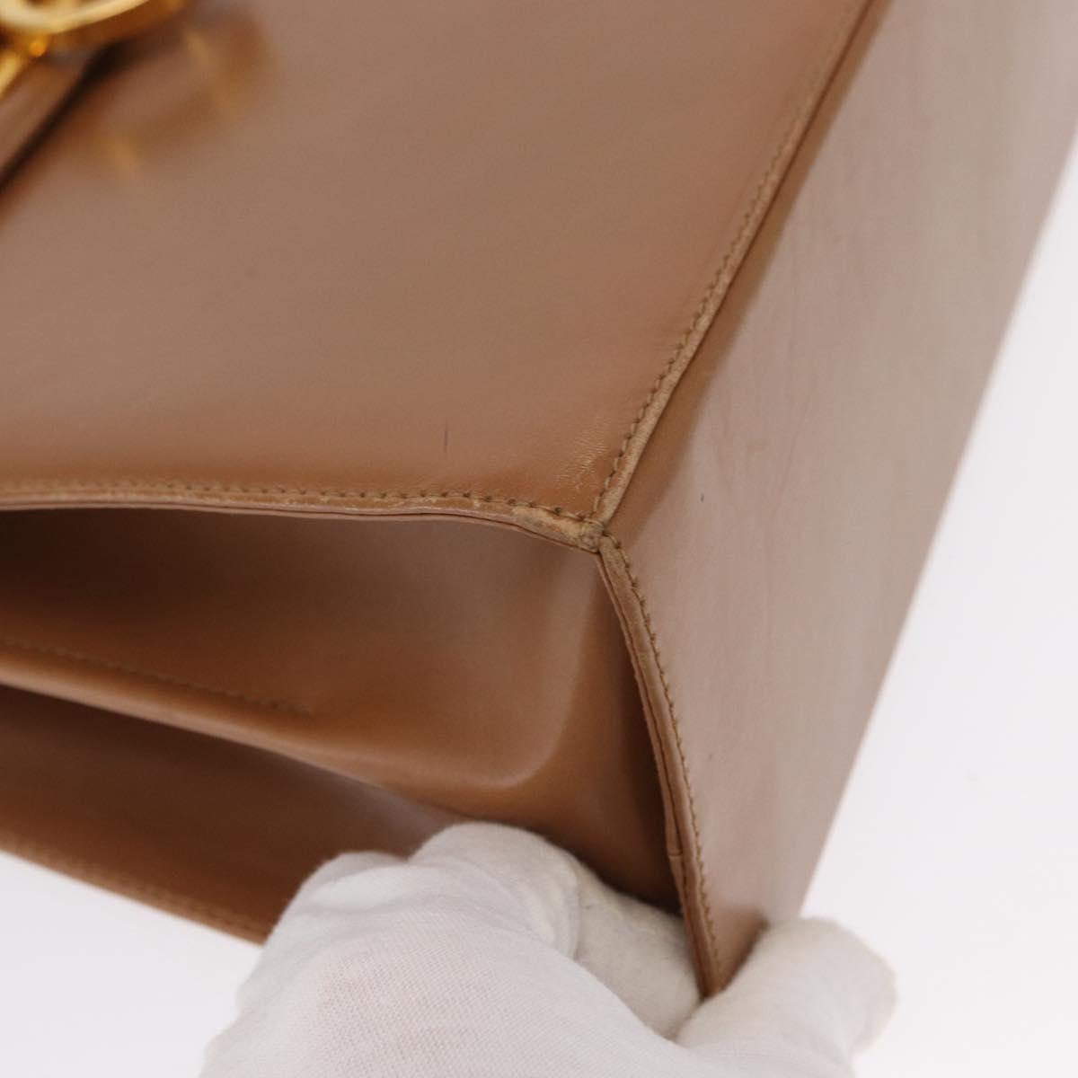 Salvatore Ferragamo Gancini Hand Bag Leather Brown Gold Auth 162321