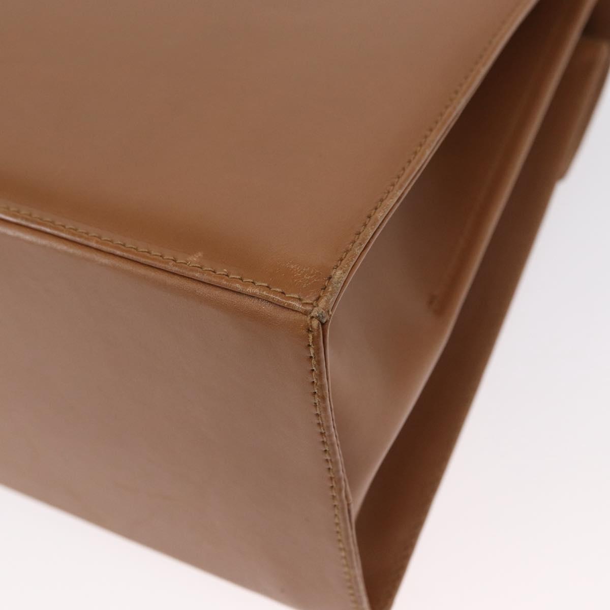 Salvatore Ferragamo Gancini Hand Bag Leather Brown Gold Auth 162321