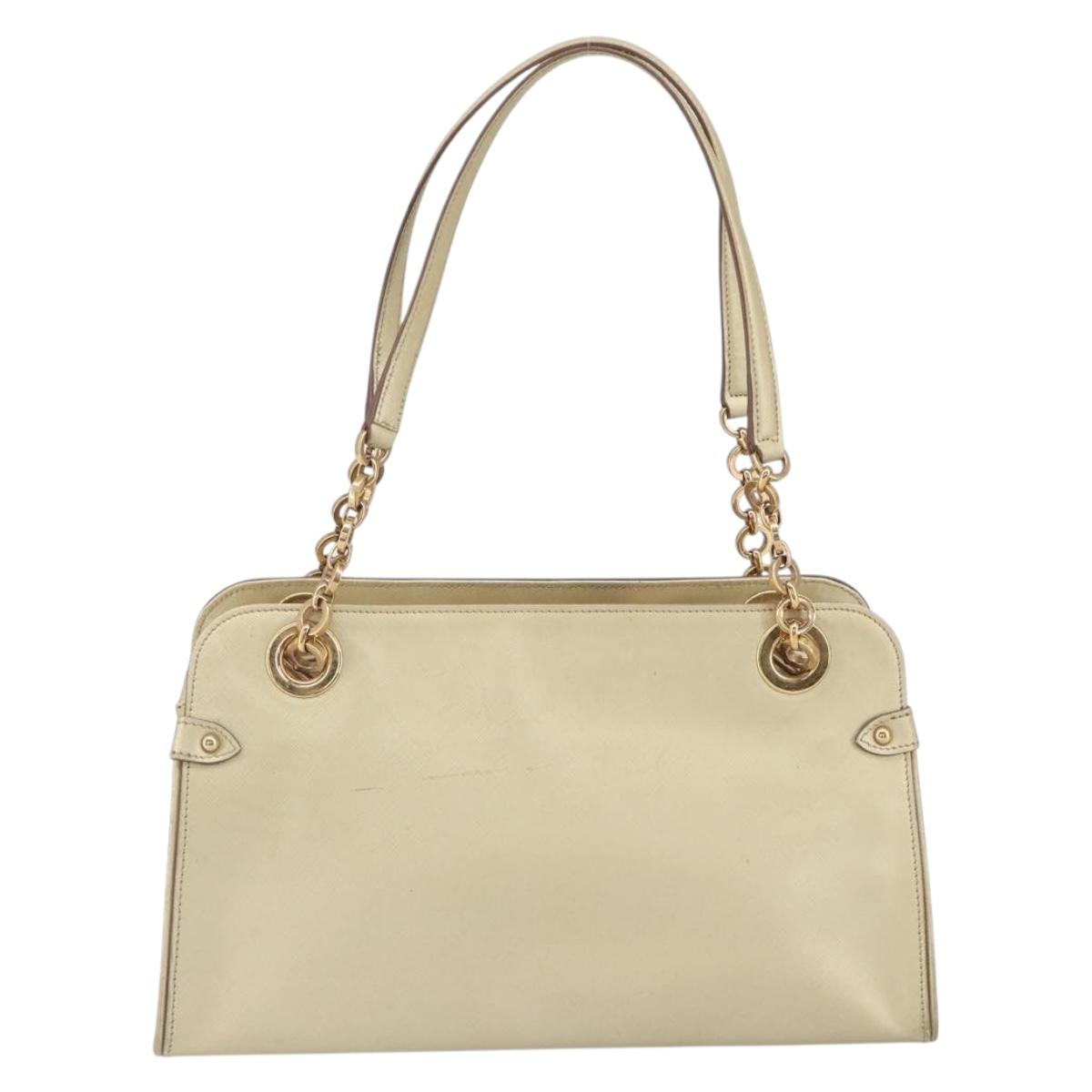 Salvatore Ferragamo Gancini Shoulder Bag Leather Gold Auth 162322