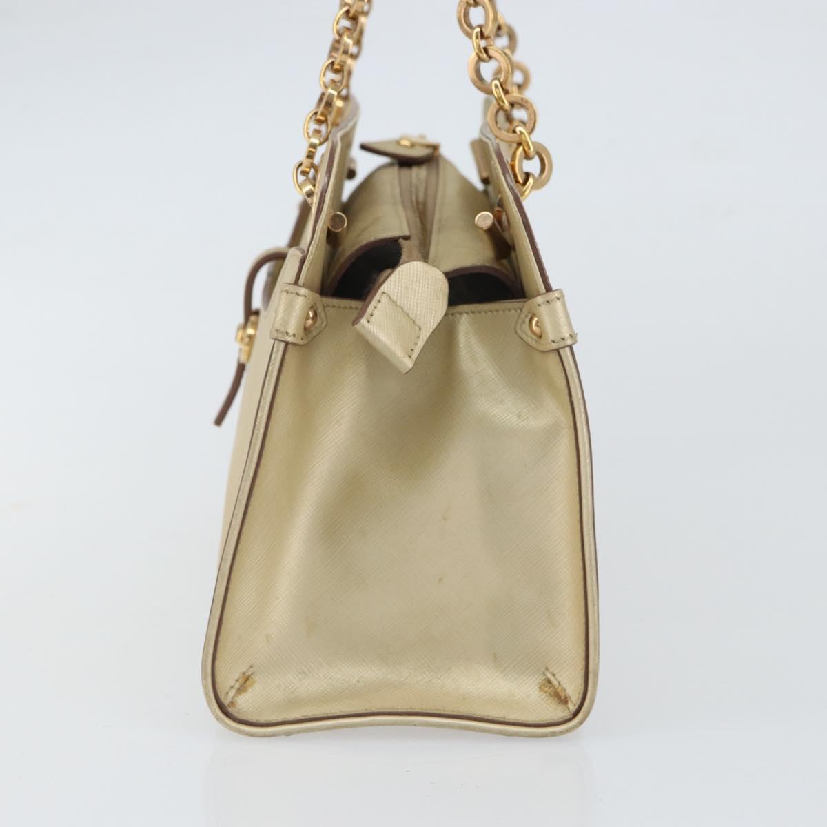 Salvatore Ferragamo Gancini Shoulder Bag Leather Gold Auth 162322