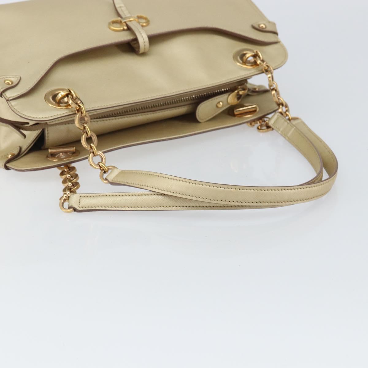 Salvatore Ferragamo Gancini Shoulder Bag Leather Gold Auth 162322