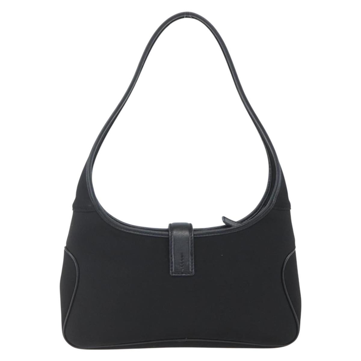 Salvatore Ferragamo Hand Bag Nylon Black Silver Auth 162323