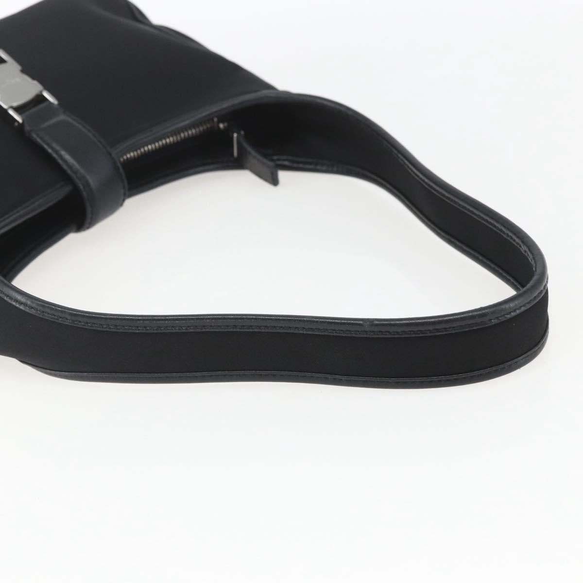 Salvatore Ferragamo Hand Bag Nylon Black Silver Auth 162323