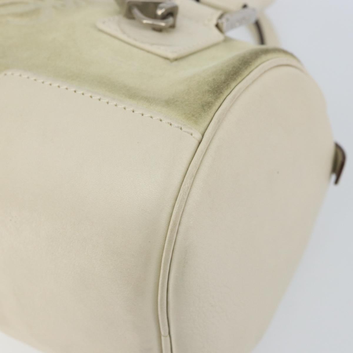 LOEWE Anagram Hand Bag Suede Beige Silver Auth 162324
