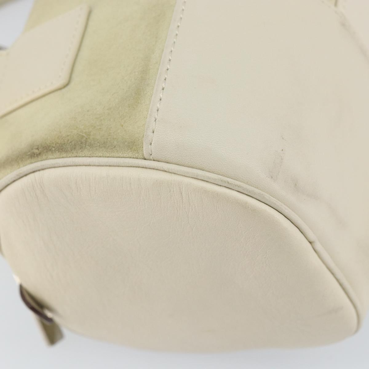 LOEWE Anagram Hand Bag Suede Beige Silver Auth 162324