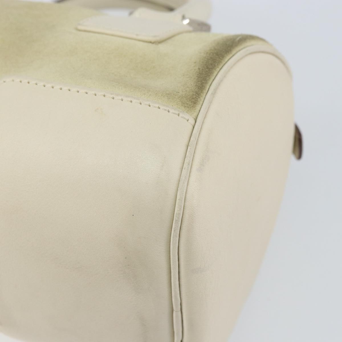 LOEWE Anagram Hand Bag Suede Beige Silver Auth 162324