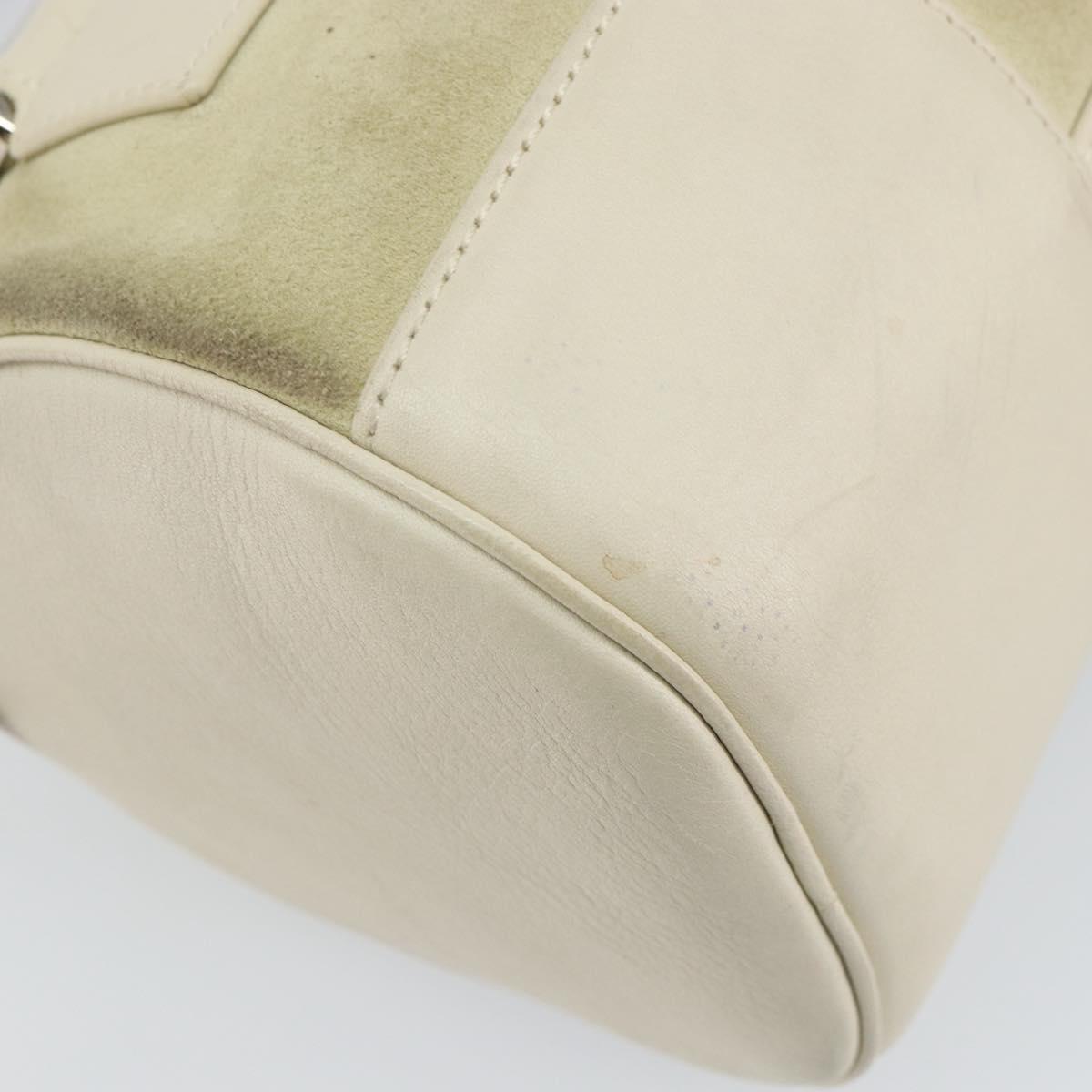 LOEWE Anagram Hand Bag Suede Beige Silver Auth 162324