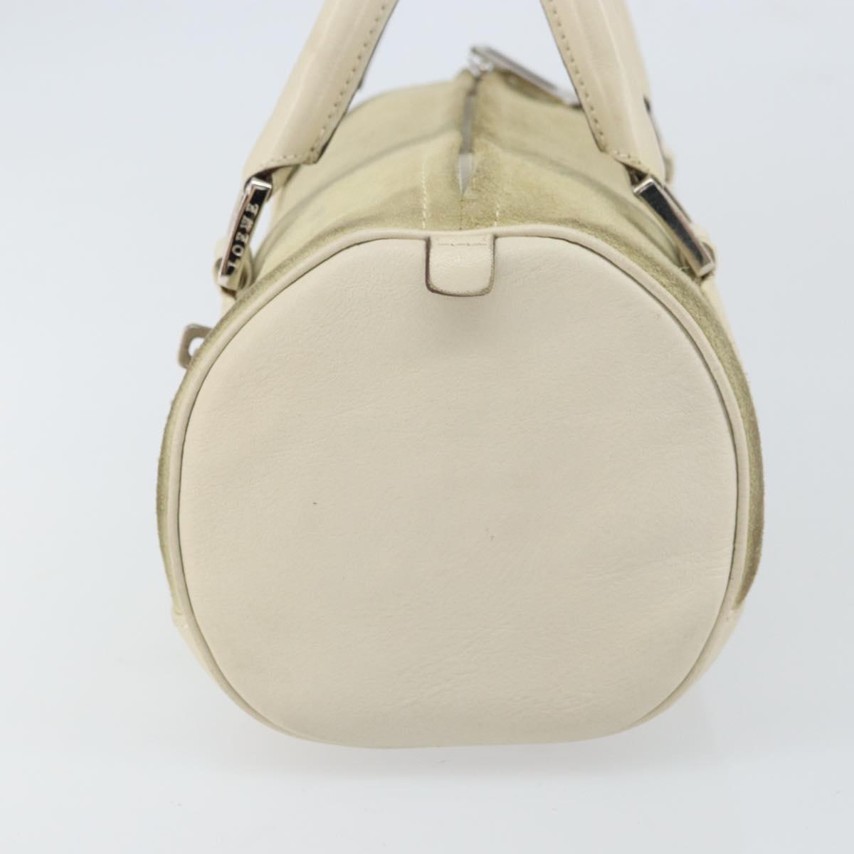 LOEWE Anagram Hand Bag Suede Beige Silver Auth 162324