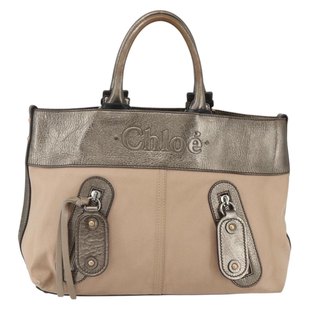 Chloe Tote Bag PVC Leather Gold Auth 162332